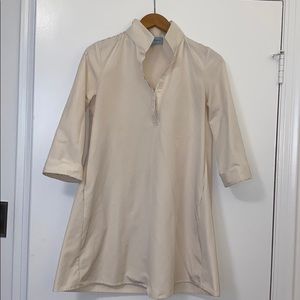 Cream Tuckernuck shirt dress.